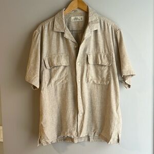 Abercrombie linen camp collar button down Large